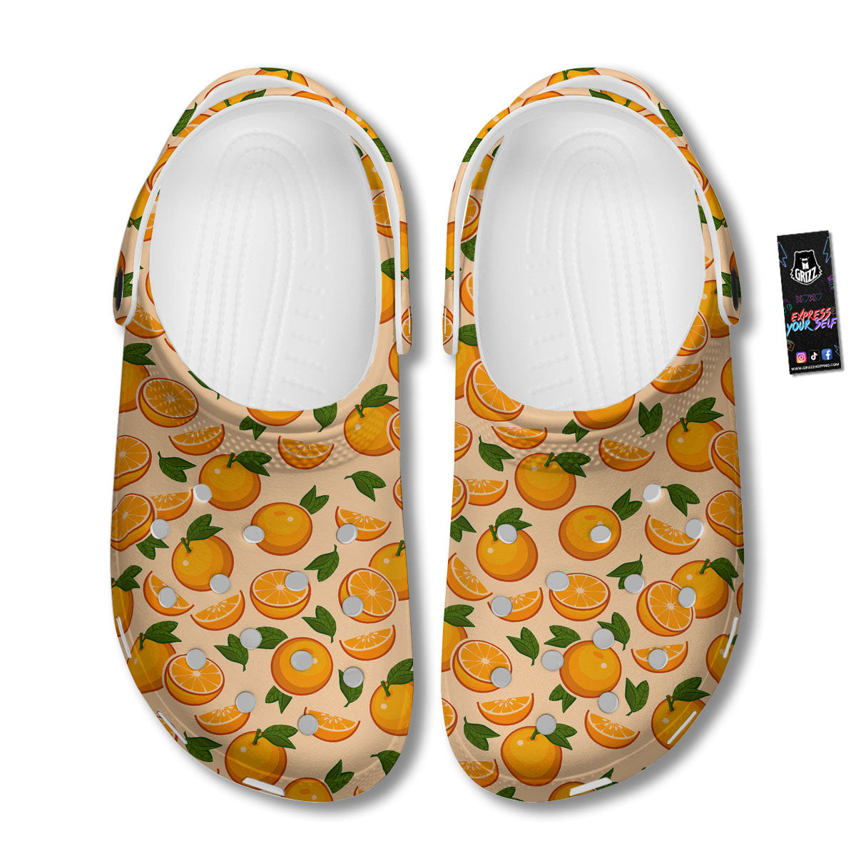 Fruit Orange Print Pattern Clog-grizzshop