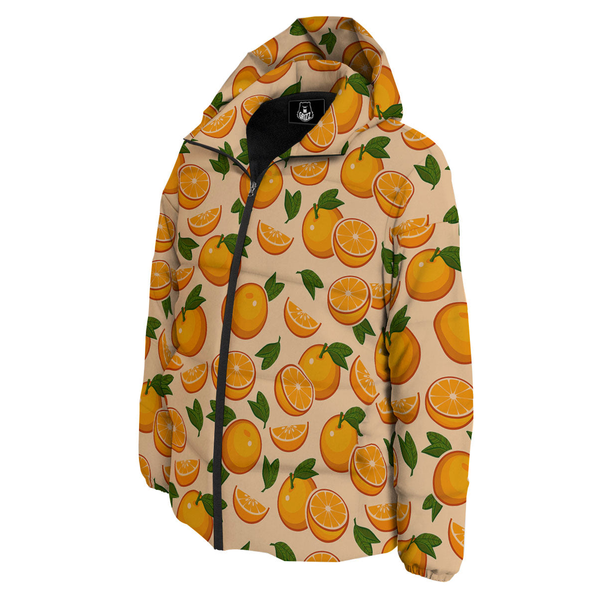 Fruit Orange Print Pattern Down Jacket-grizzshop