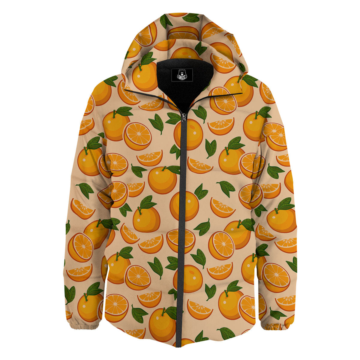 Fruit Orange Print Pattern Down Jacket-grizzshop