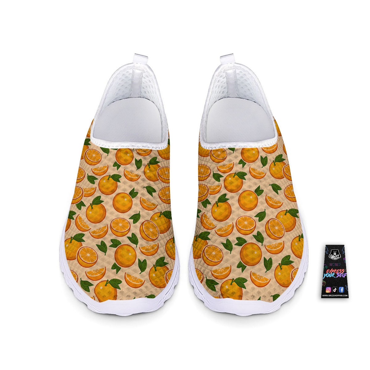 Fruit Orange Print Pattern Nurse Shoes-grizzshop