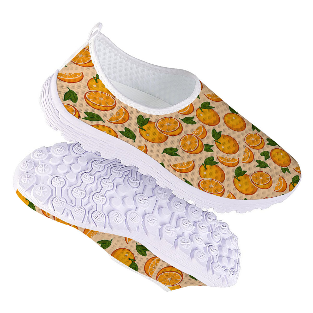 Fruit Orange Print Pattern Nurse Shoes-grizzshop
