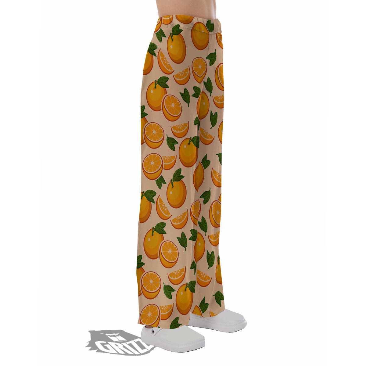 Fruit Orange Print Pattern Pajama Pants-grizzshop