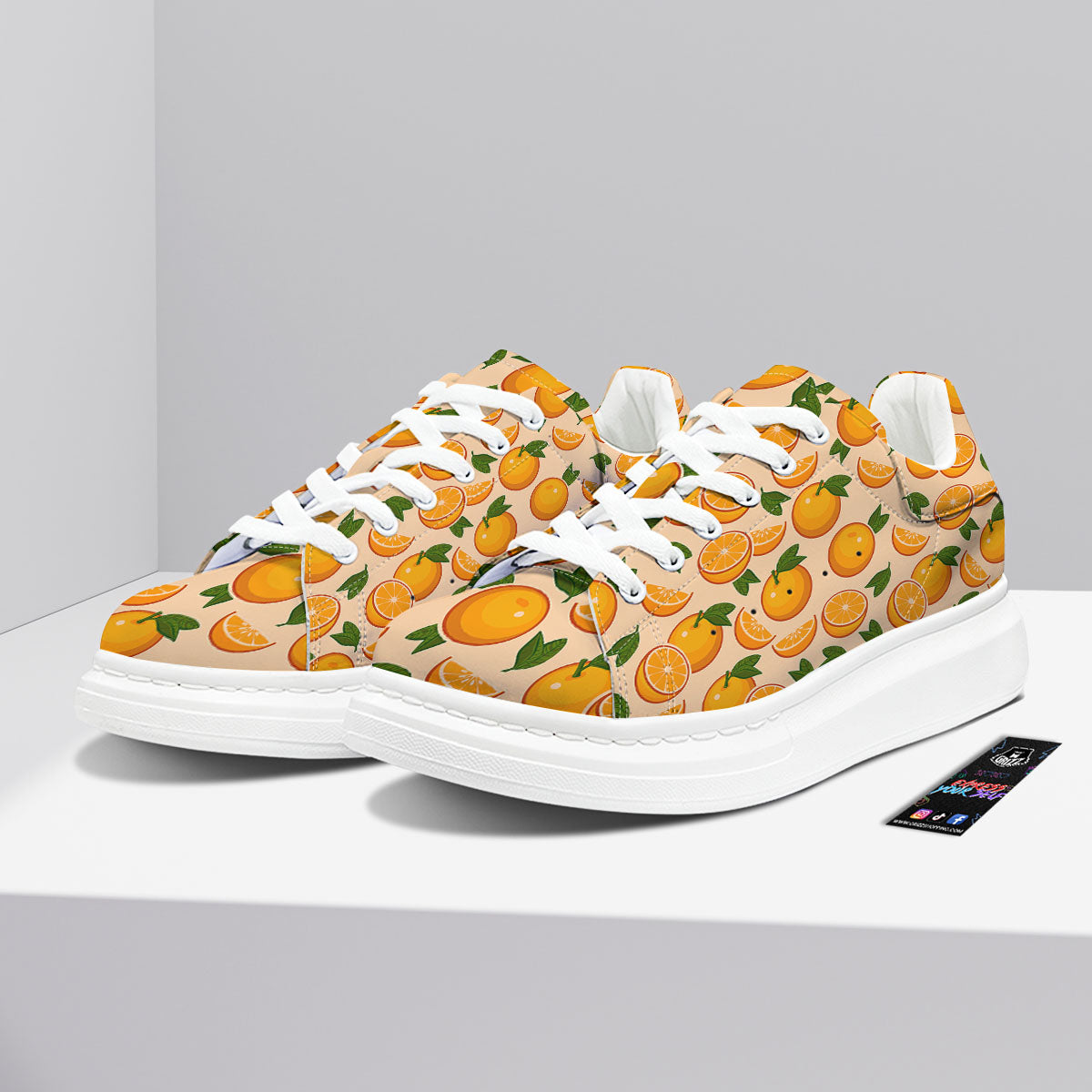 Fruit Orange Print Pattern Platform Shoes-grizzshop