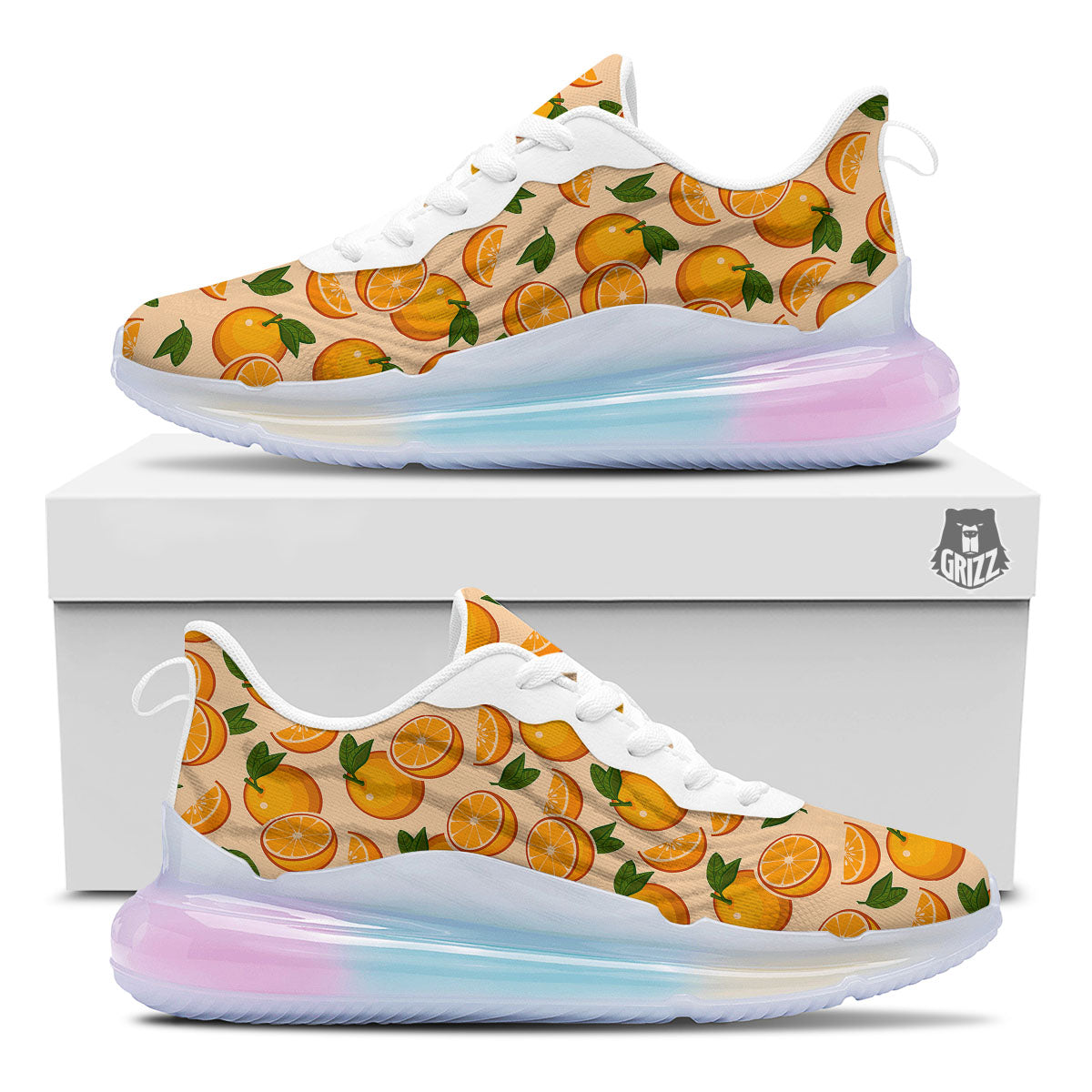 Fruit Orange Print Pattern Running Sneakers-grizzshop