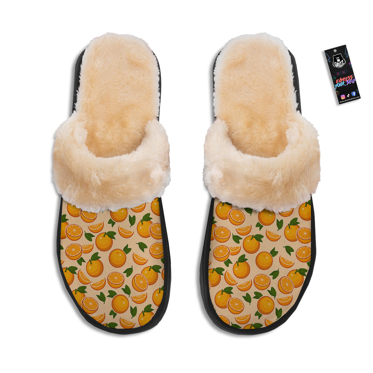 Fruit Orange Print Pattern Slippers-grizzshop
