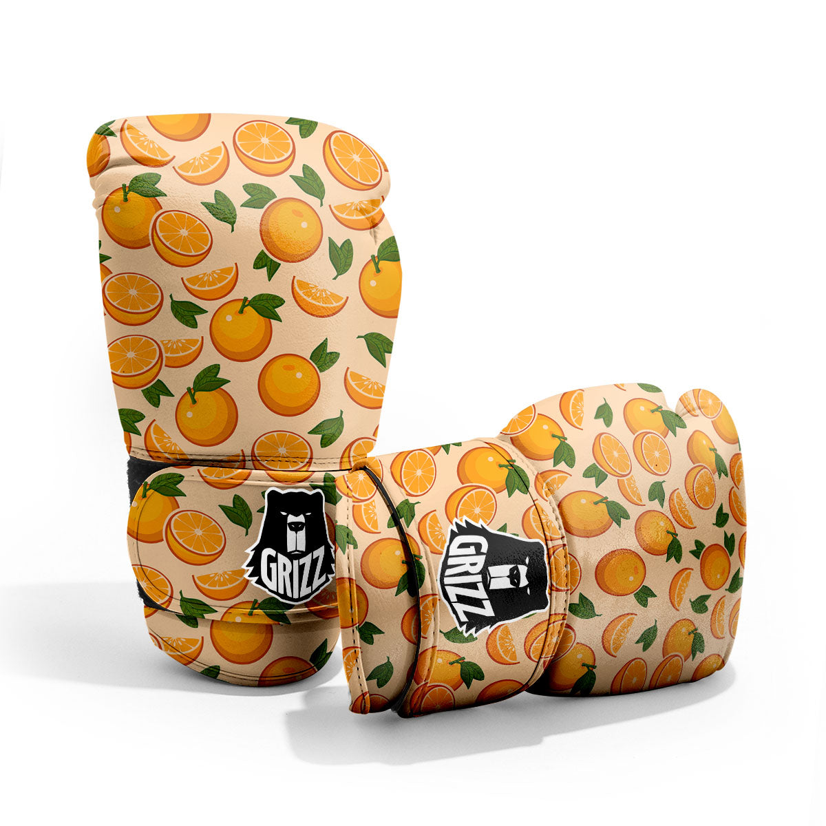 Fruit Orange Print Pattern Sparring Gloves-grizzshop