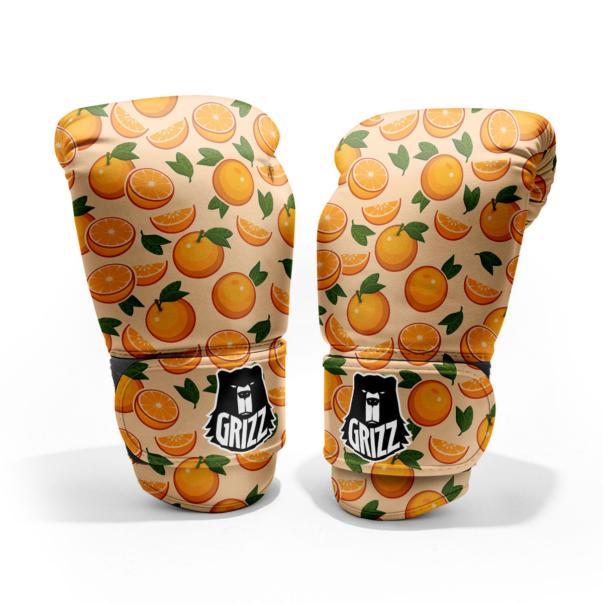 Fruit Orange Print Pattern Sparring Gloves-grizzshop