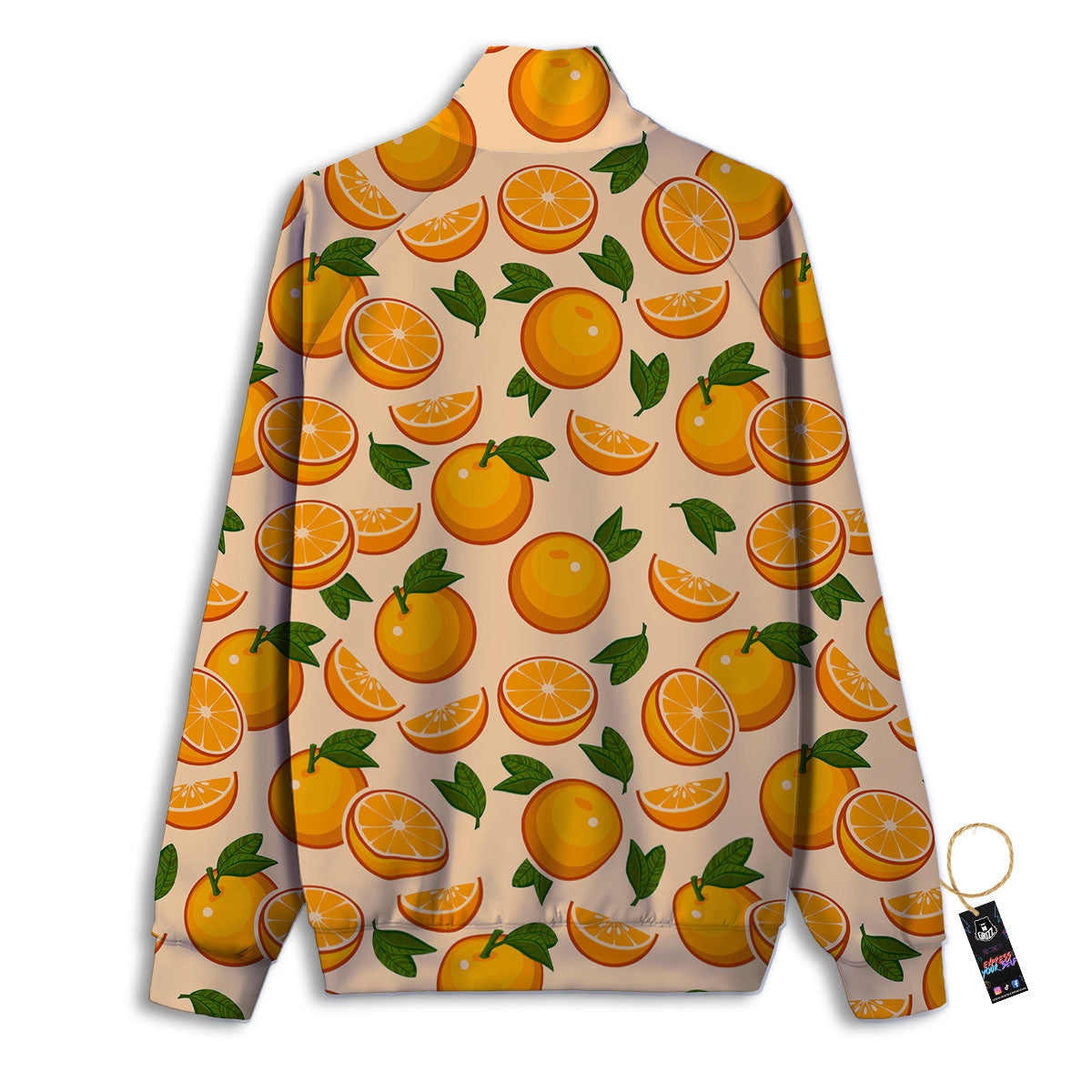 Fruit Orange Print Pattern Track Jacket-grizzshop