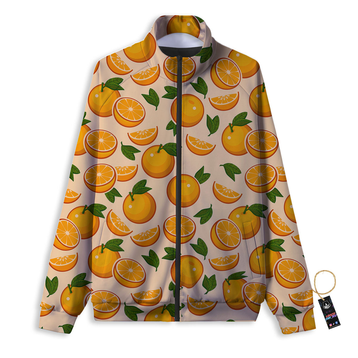 Fruit Orange Print Pattern Track Jacket-grizzshop