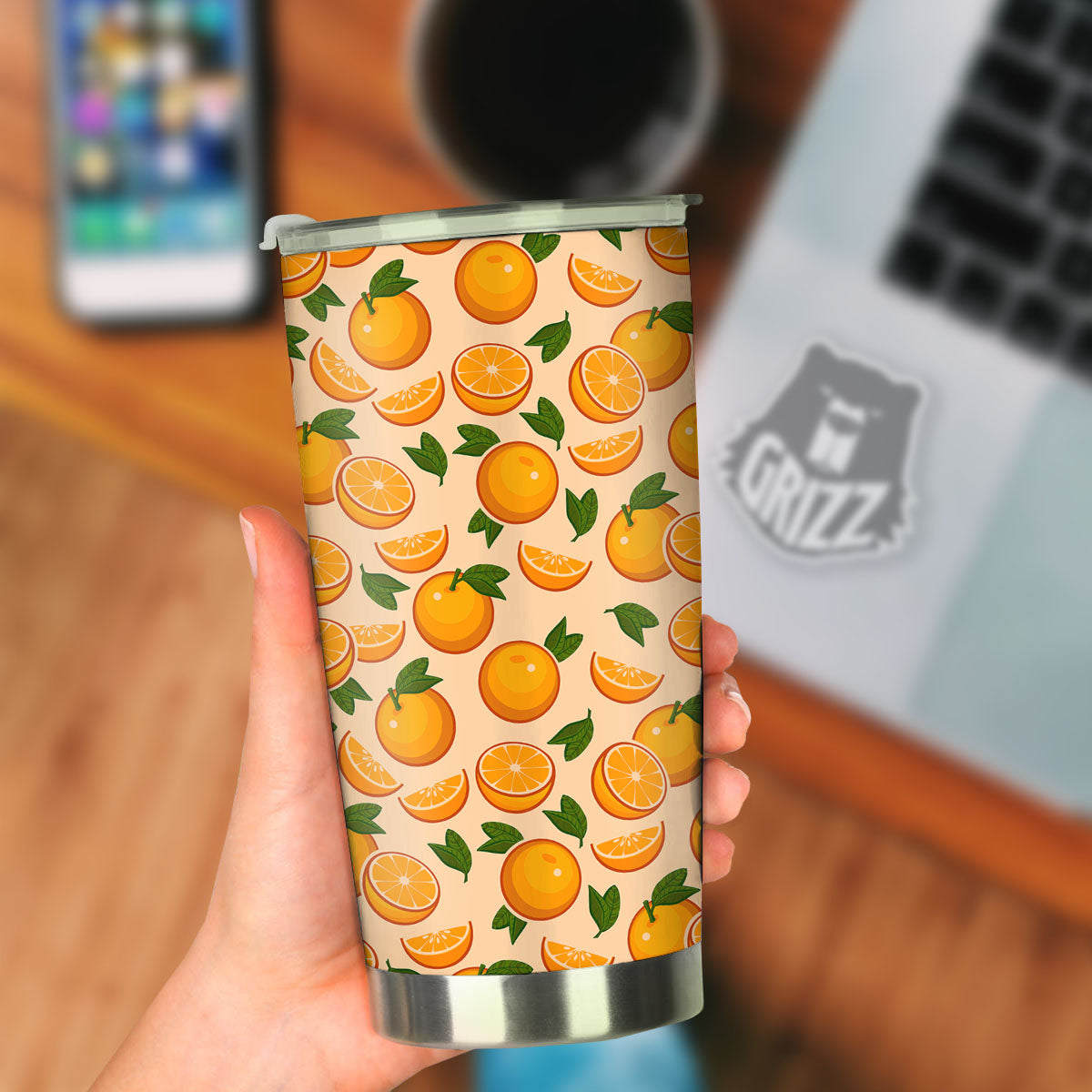 Fruit Orange Print Pattern Tumbler-grizzshop