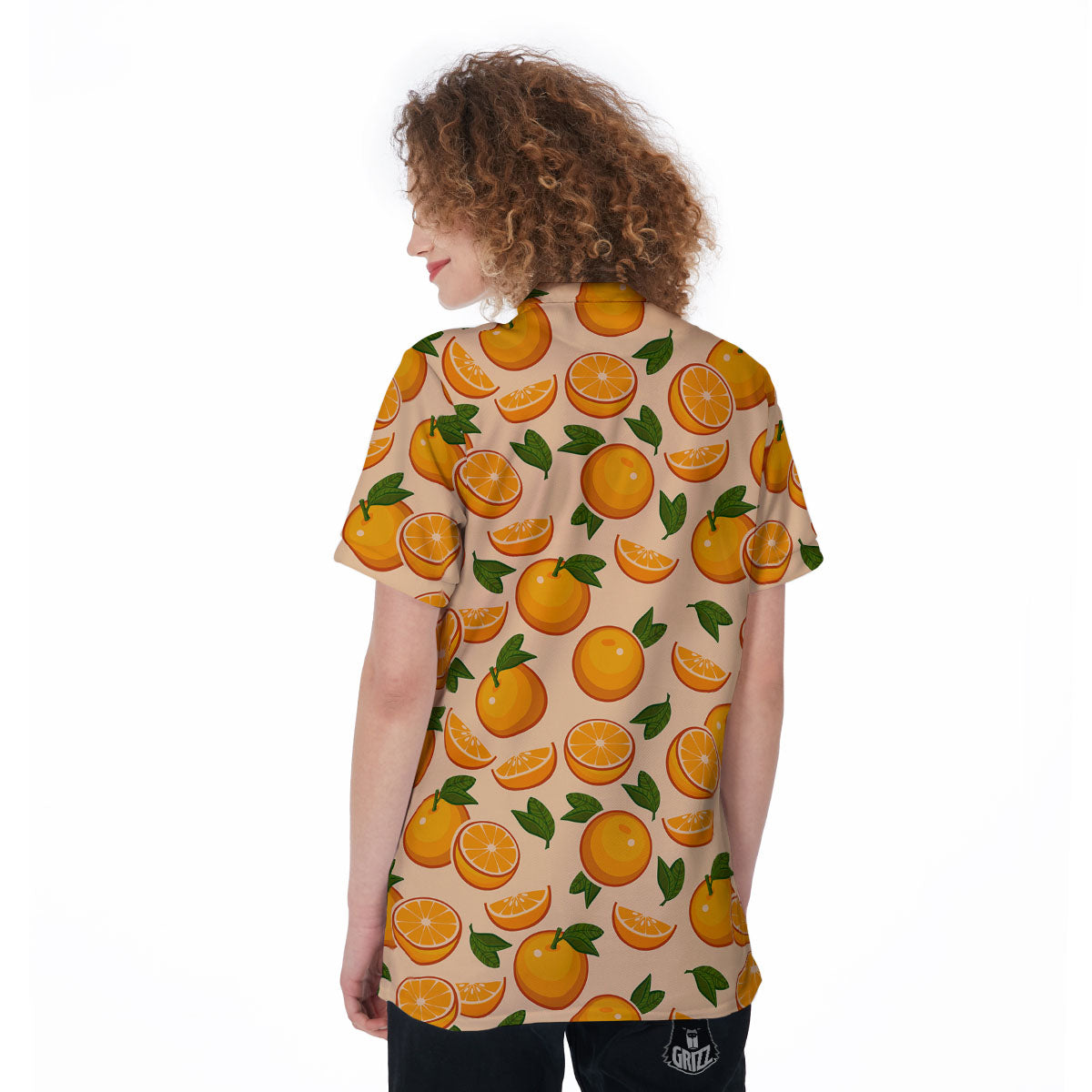 Fruit Orange Print Pattern Women's Golf Shirts-grizzshop