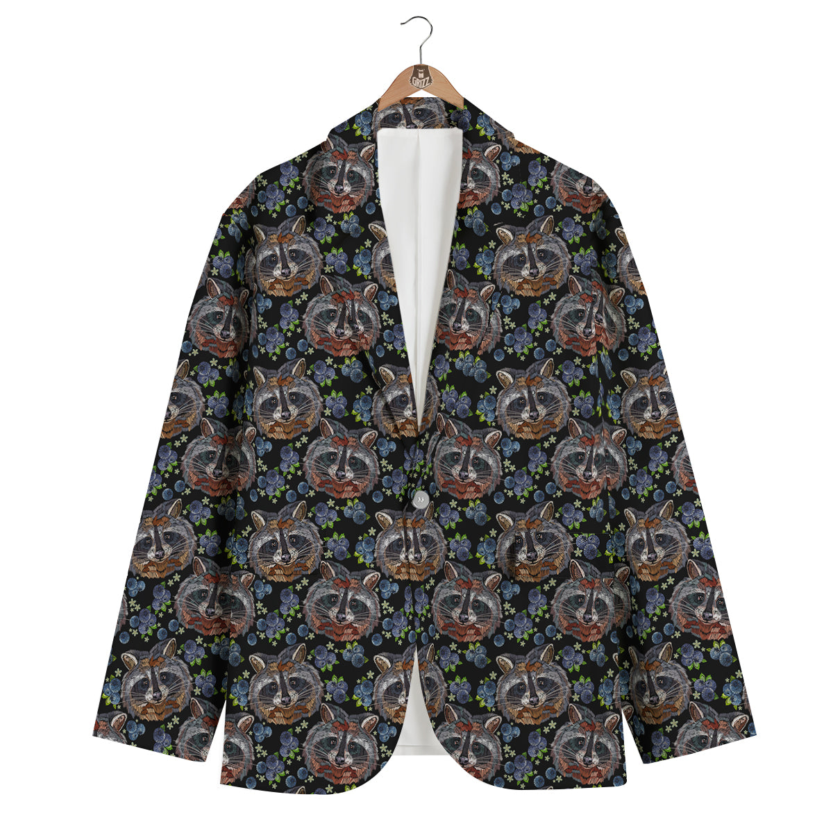 Fruit Raccoon Pattern Print Men's Blazer-grizzshop