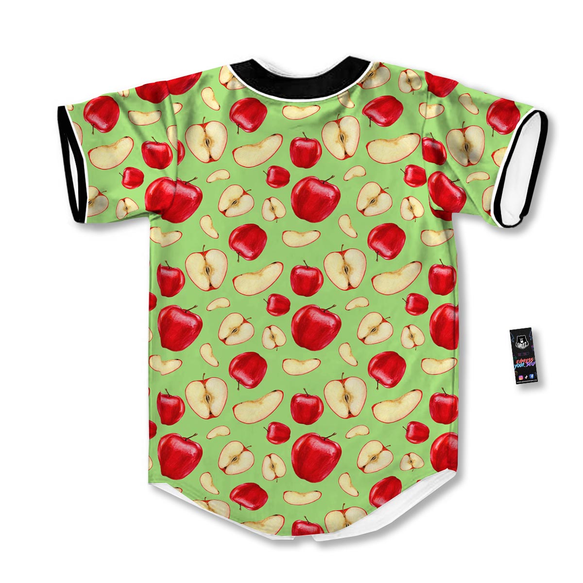 Fruit Red Apple Print Pattern Baseball Jersey-grizzshop