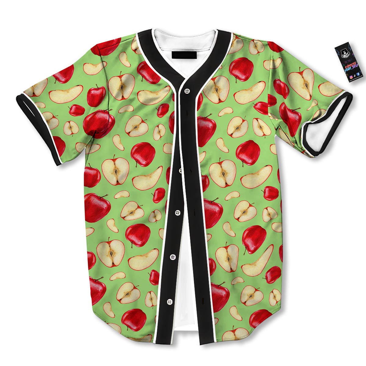 Fruit Red Apple Print Pattern Baseball Jersey-grizzshop