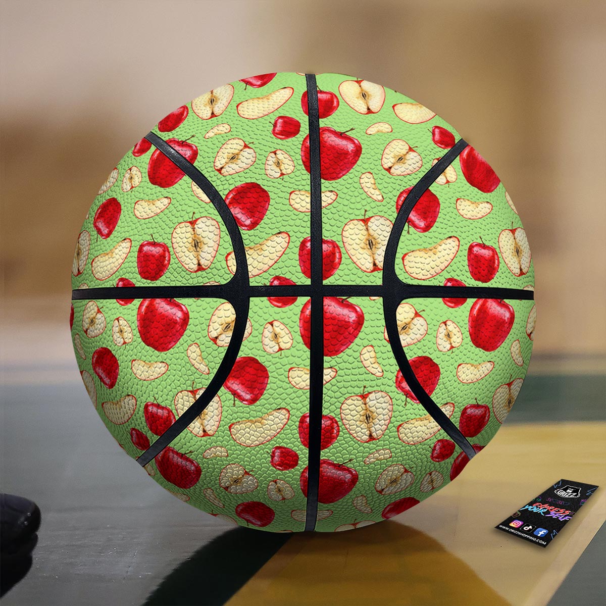 Fruit Red Apple Print Pattern Basketball-grizzshop