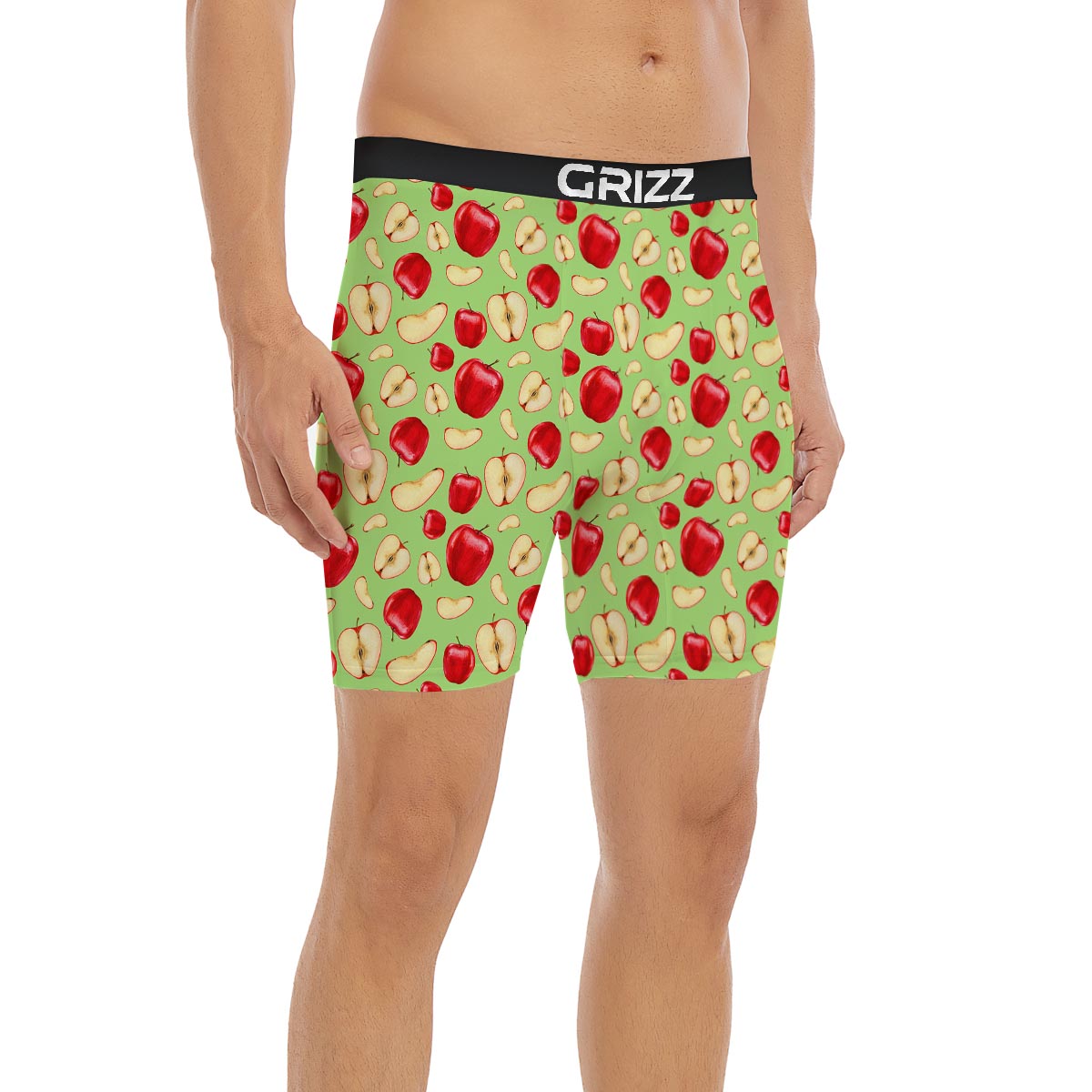 Fruit Red Apple Print Pattern Boxer Briefs-grizzshop