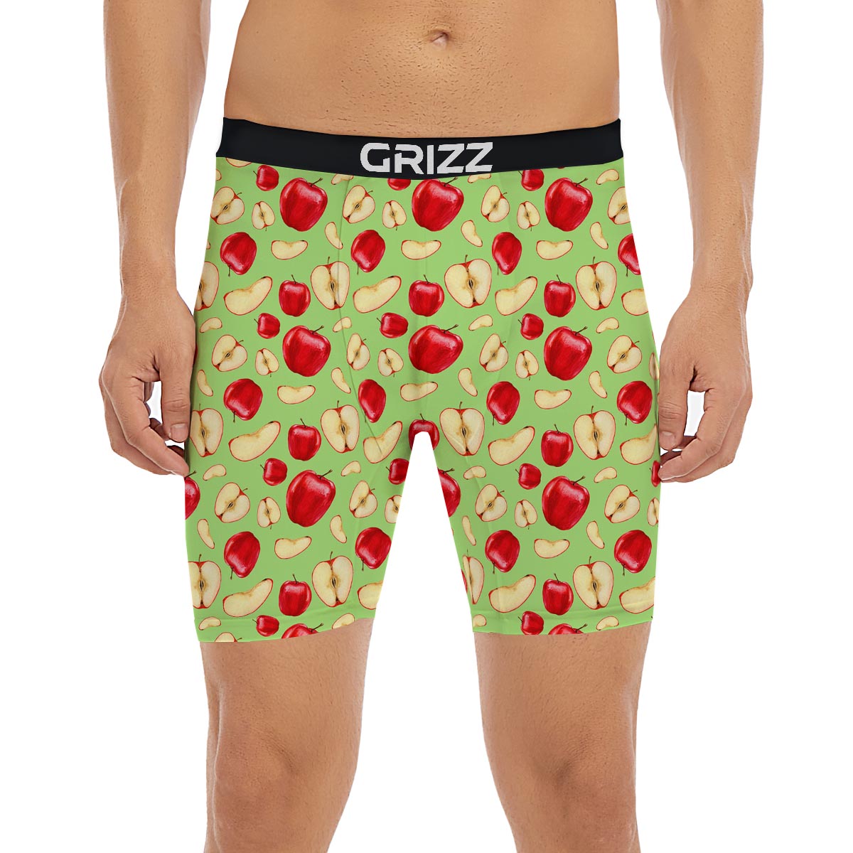 Fruit Red Apple Print Pattern Boxer Briefs-grizzshop