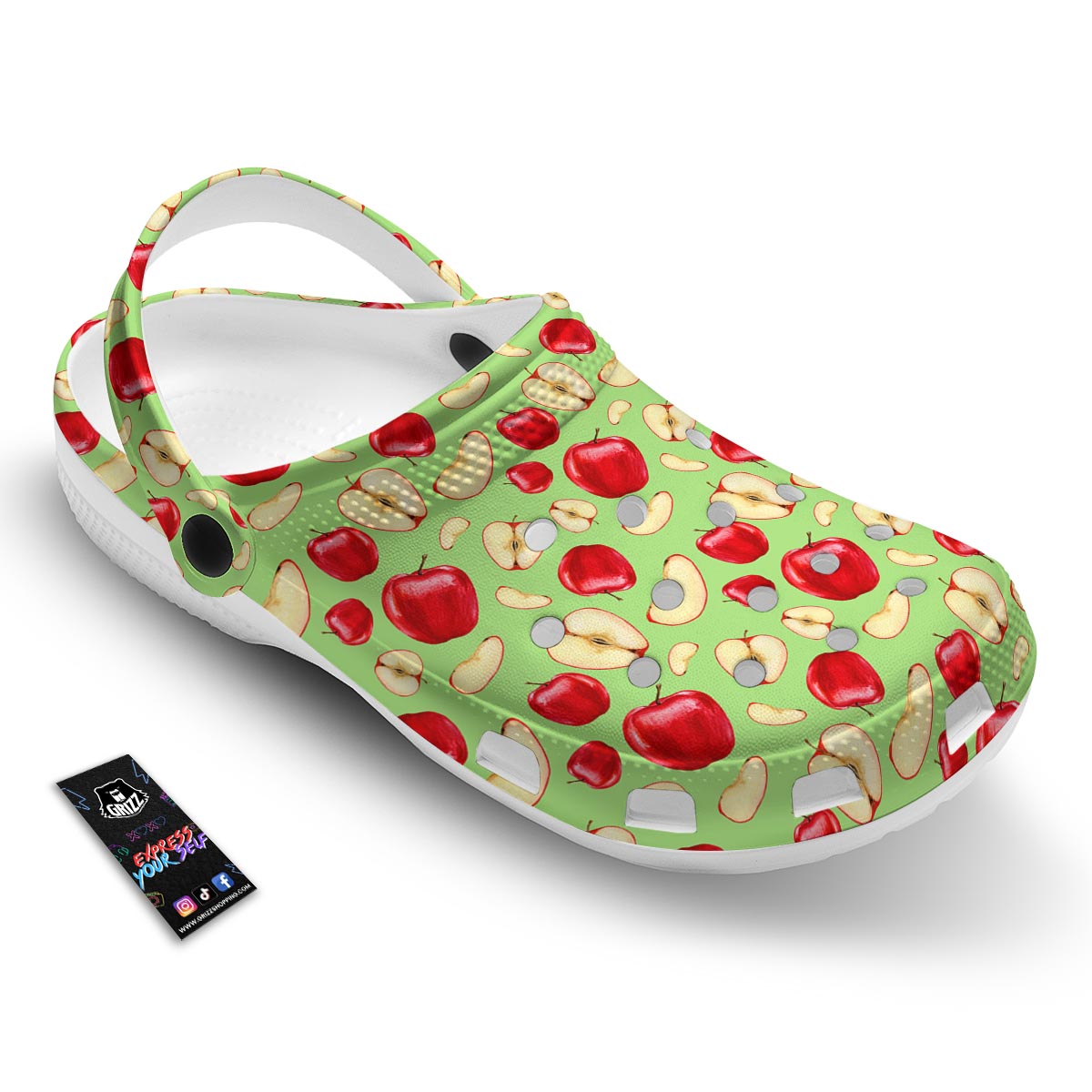 Fruit Red Apple Print Pattern Clog-grizzshop