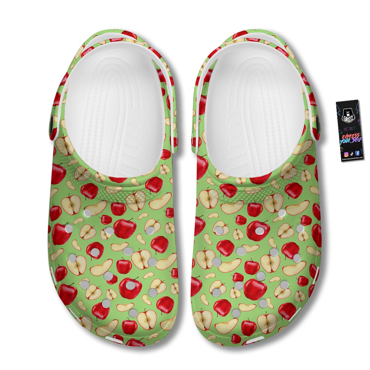 Fruit Red Apple Print Pattern Clog-grizzshop