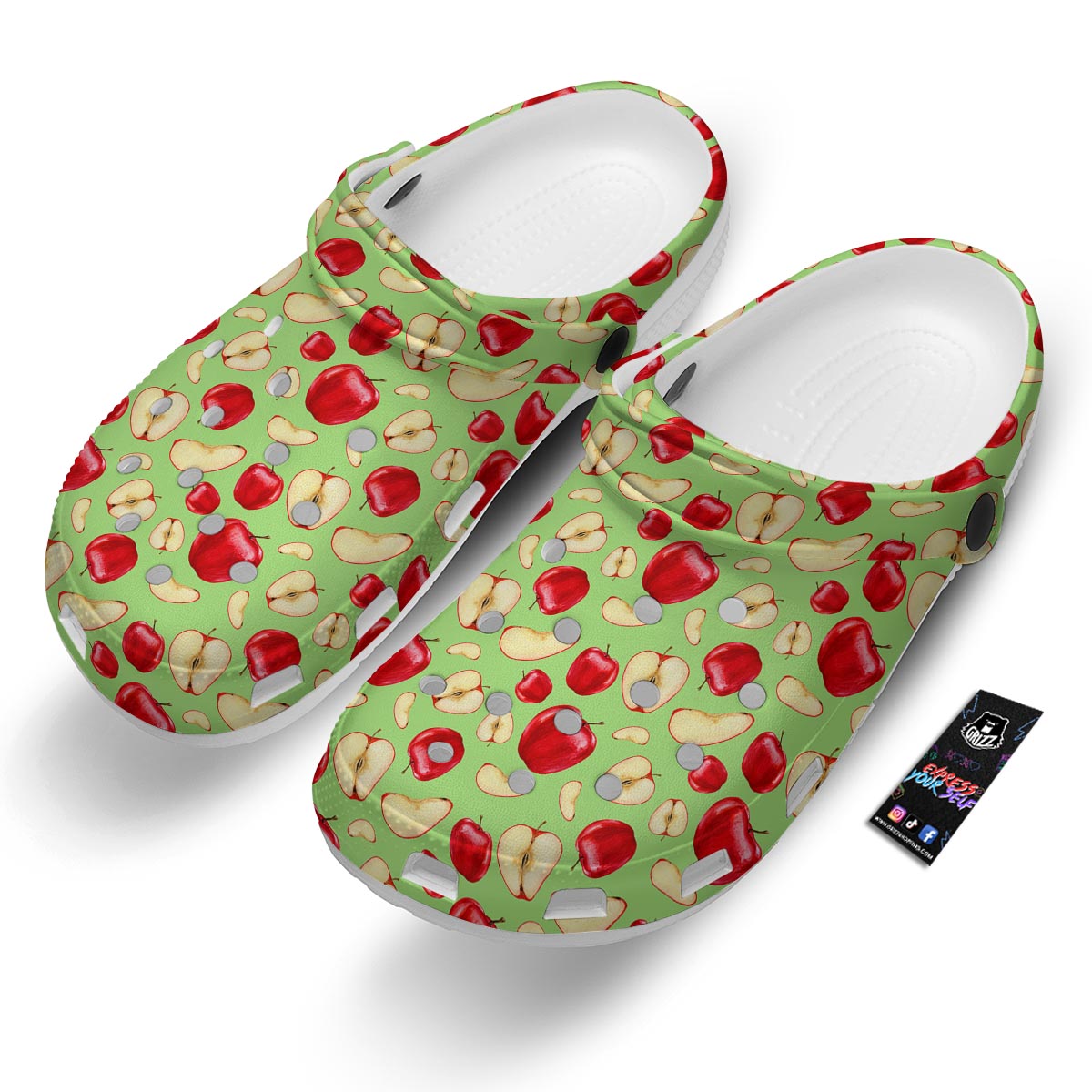 Fruit Red Apple Print Pattern Clog-grizzshop