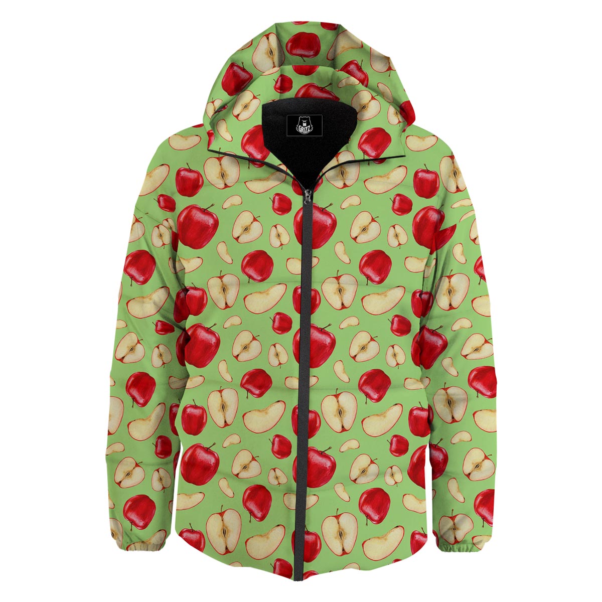 Fruit Red Apple Print Pattern Down Jacket-grizzshop