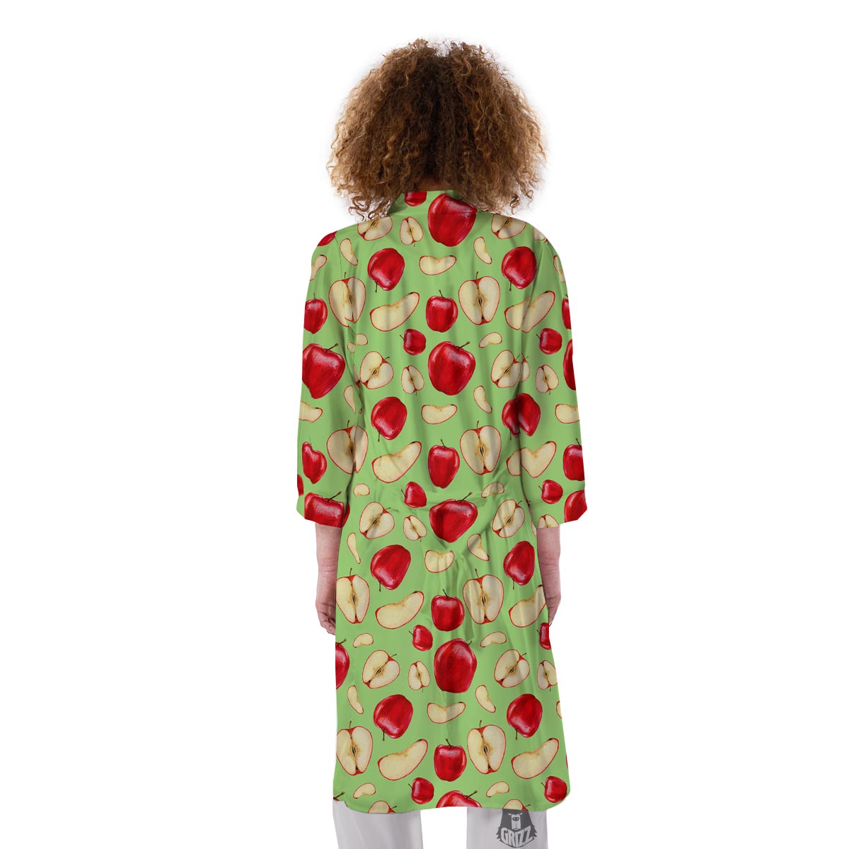 Fruit Red Apple Print Pattern Kimono-grizzshop