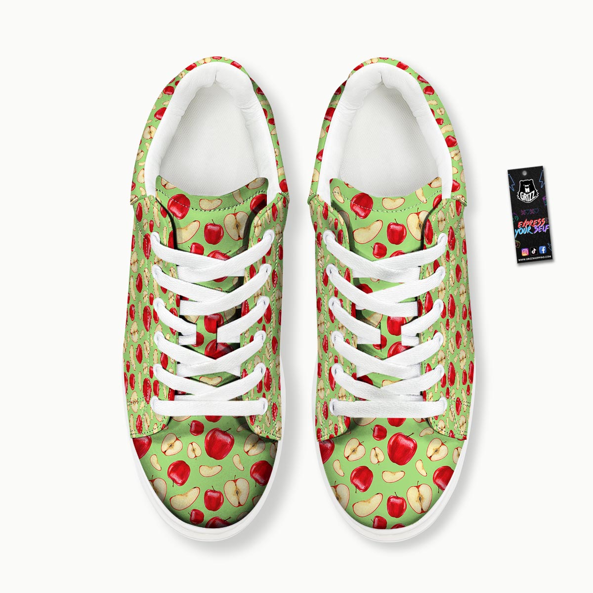 Fruit Red Apple Print Pattern Platform Shoes-grizzshop