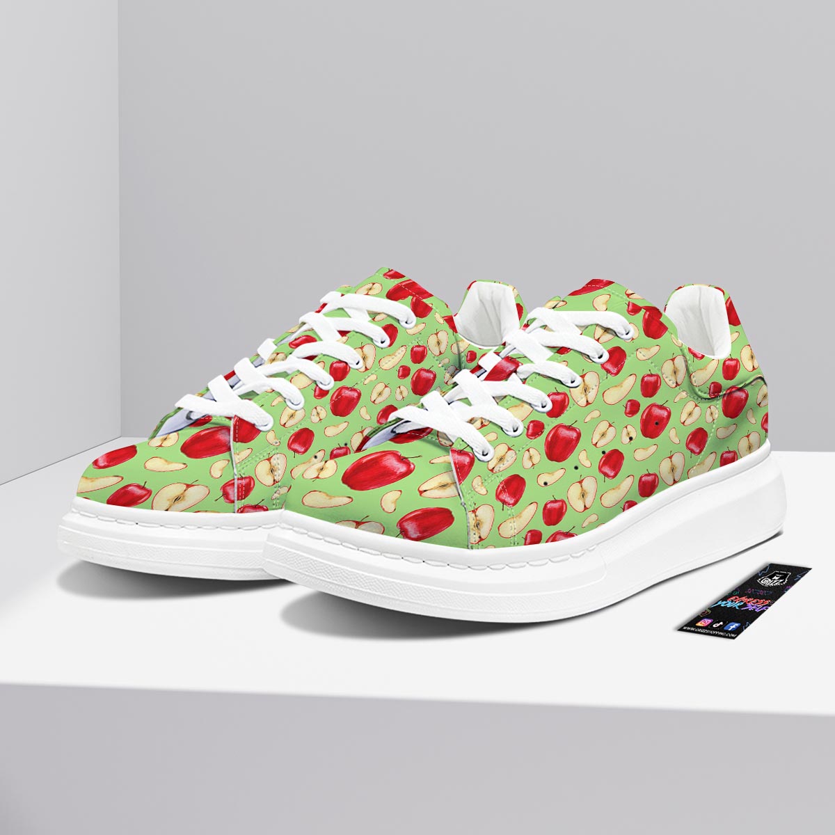 Fruit Red Apple Print Pattern Platform Shoes-grizzshop