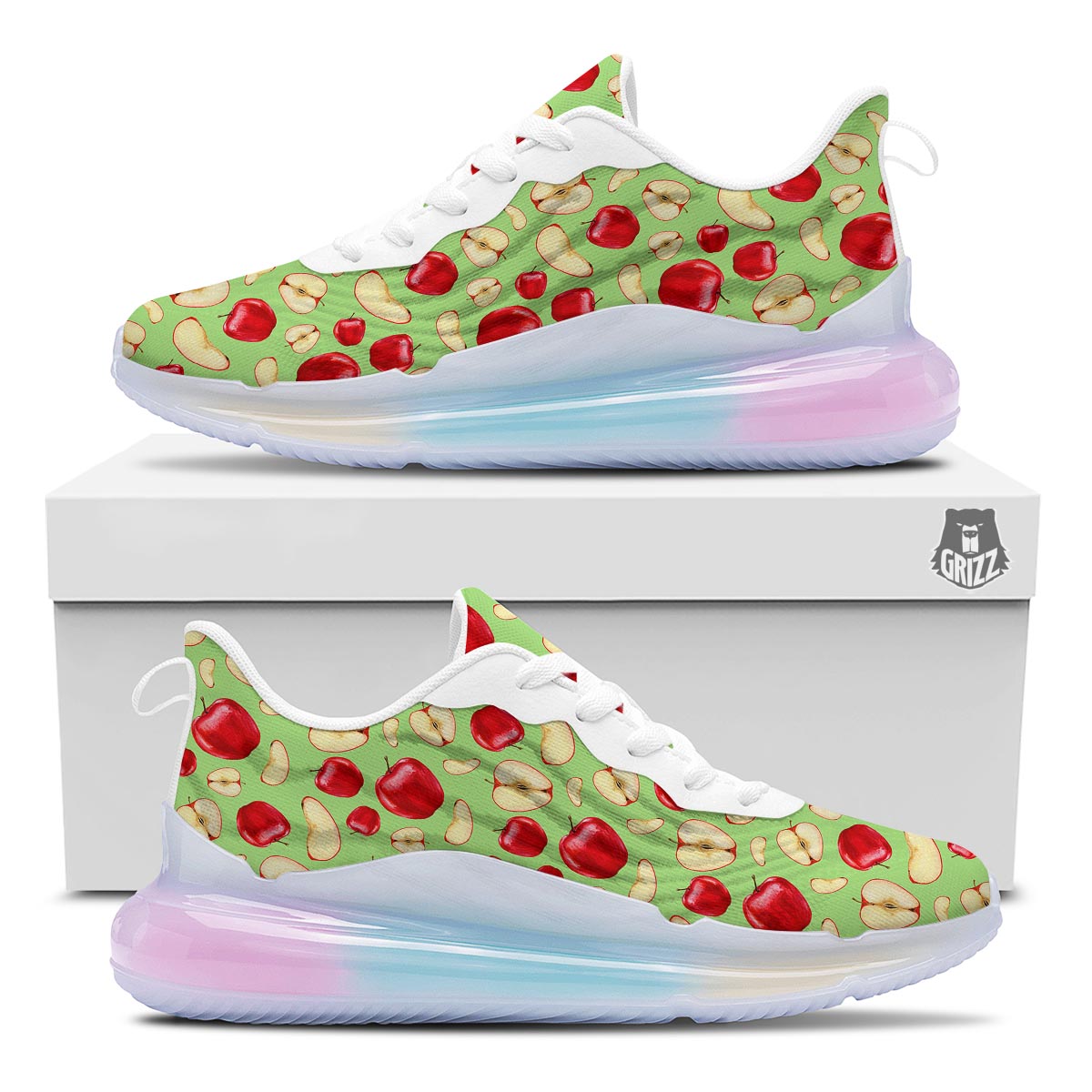 Fruit Red Apple Print Pattern Running Sneakers-grizzshop