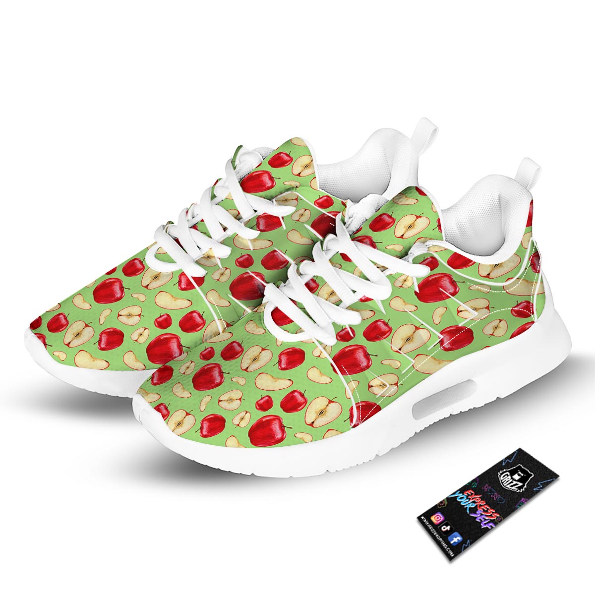 Fruit Red Apple Print Pattern Tennis Shoes-grizzshop