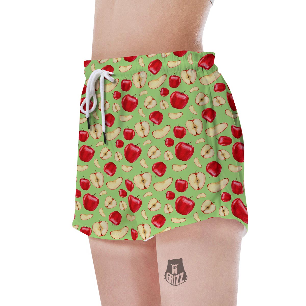 Fruit Red Apple Print Pattern Women's Shorts-grizzshop