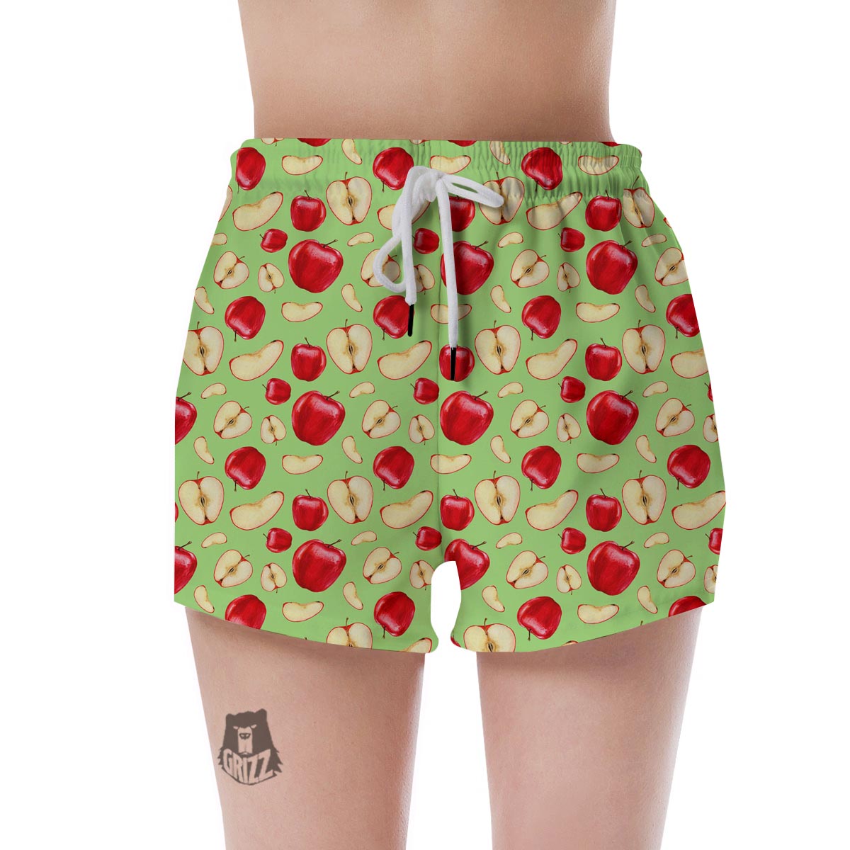 Fruit Red Apple Print Pattern Women's Shorts-grizzshop