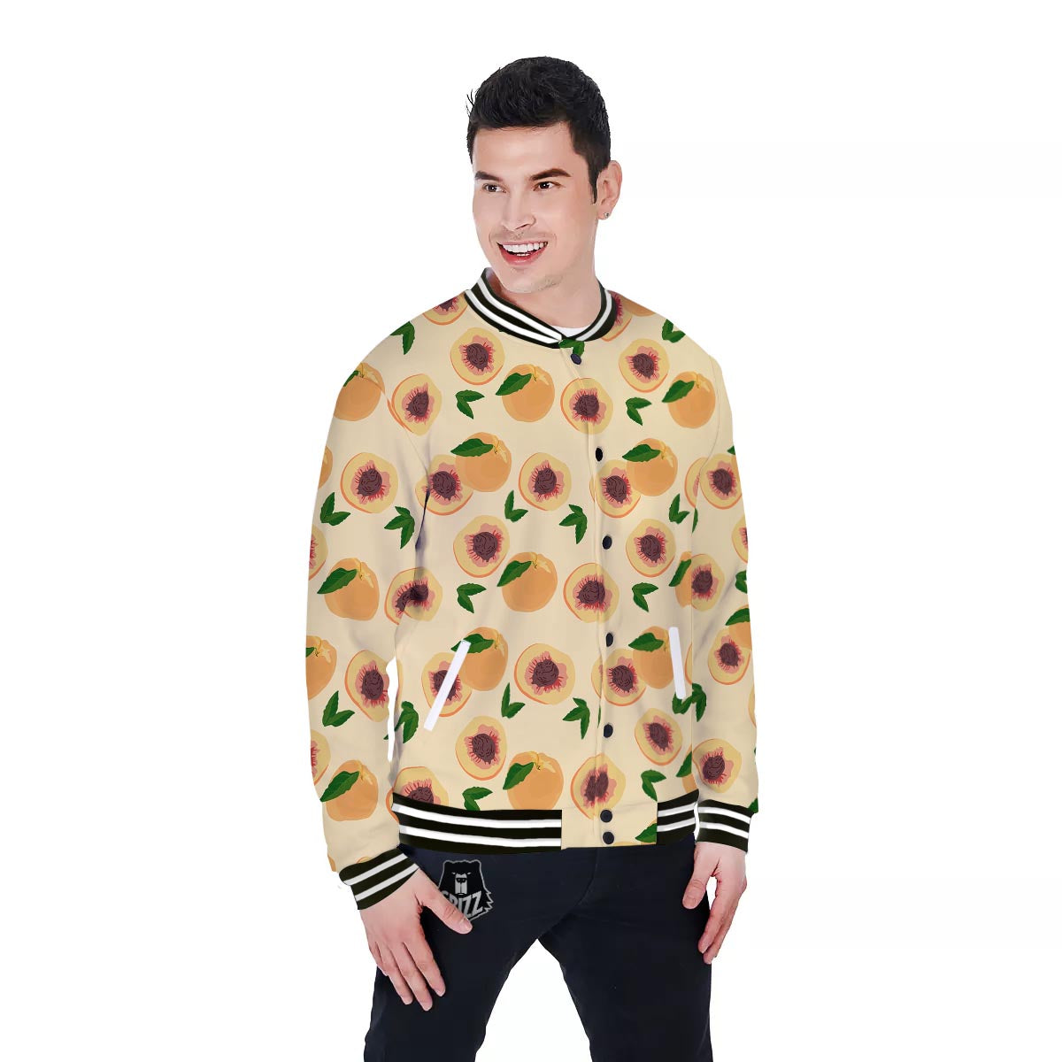 Fruit Ripe Apricot Print Pattern Baseball Jacket-grizzshop