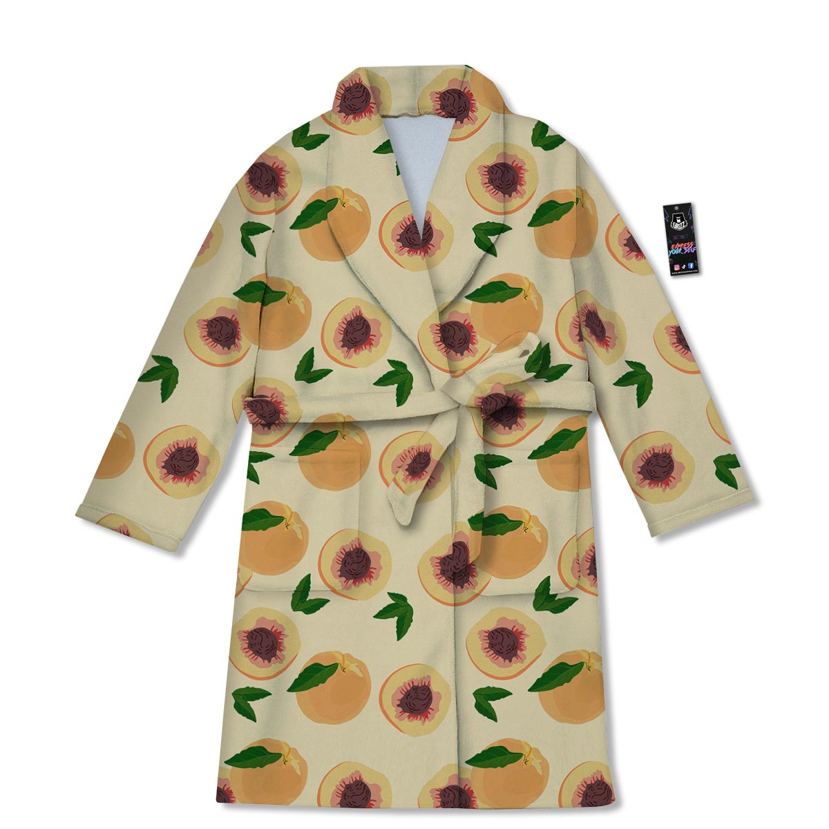 Fruit Ripe Apricot Print Pattern Bathrobe-grizzshop