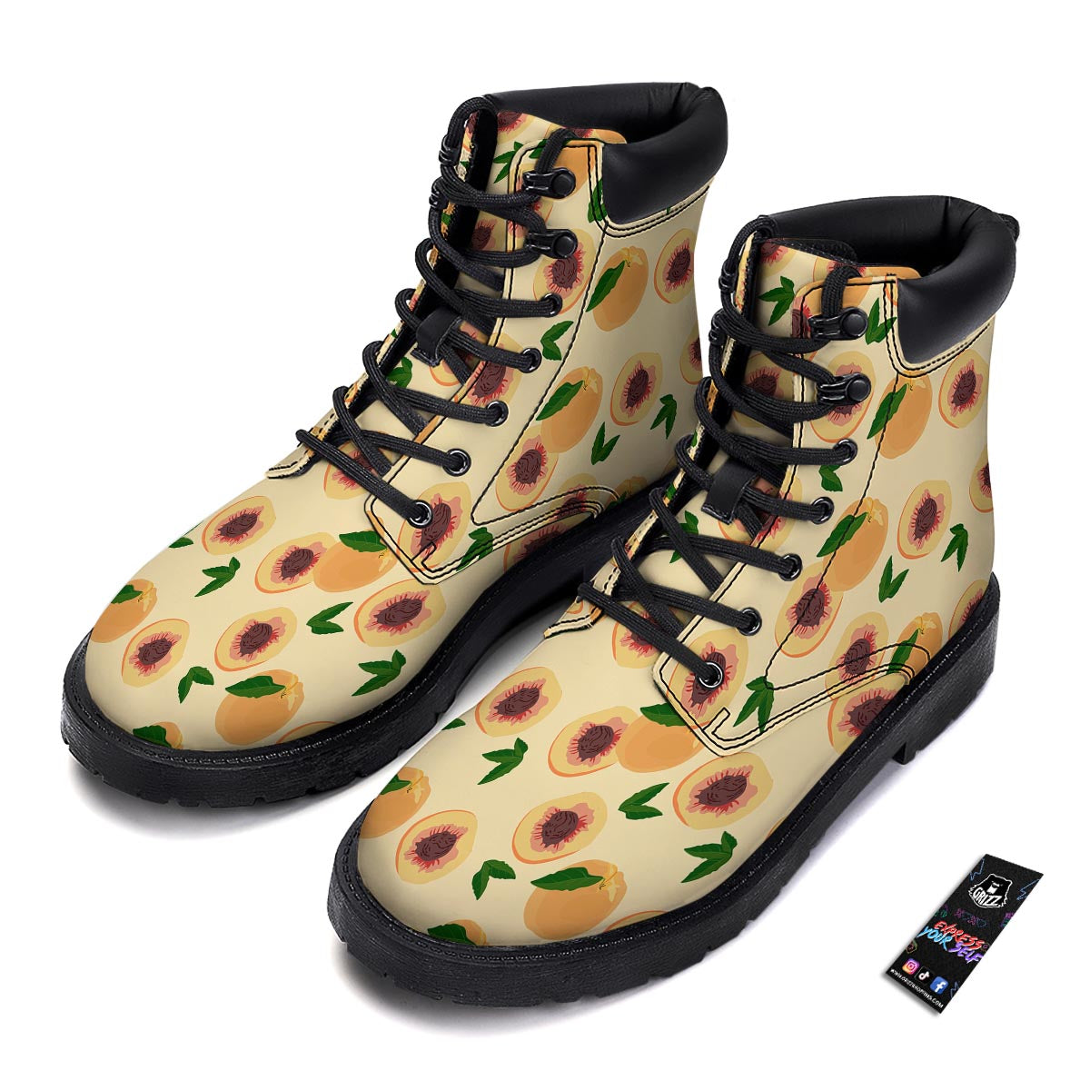 Fruit Ripe Apricot Print Pattern Boots-grizzshop