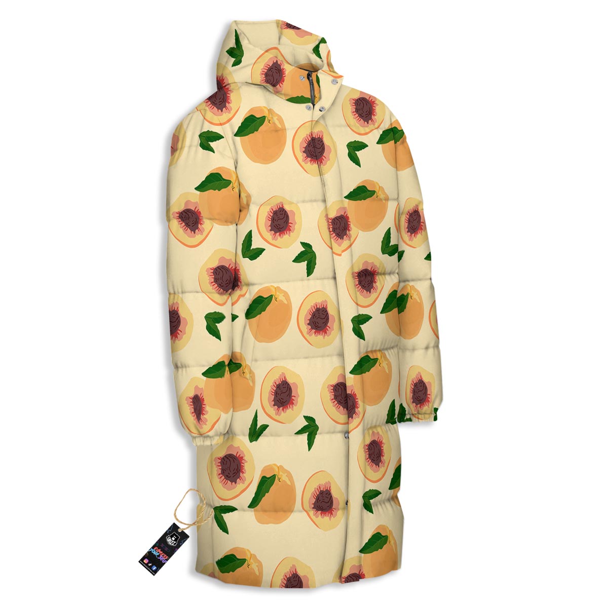 Fruit Ripe Apricot Print Pattern Long Down Jacket-grizzshop
