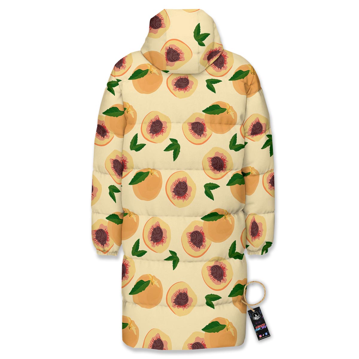 Fruit Ripe Apricot Print Pattern Long Down Jacket-grizzshop