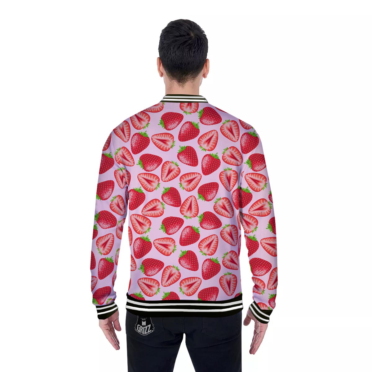 Fruit Strawberry Print Pattern Baseball Jacket-grizzshop