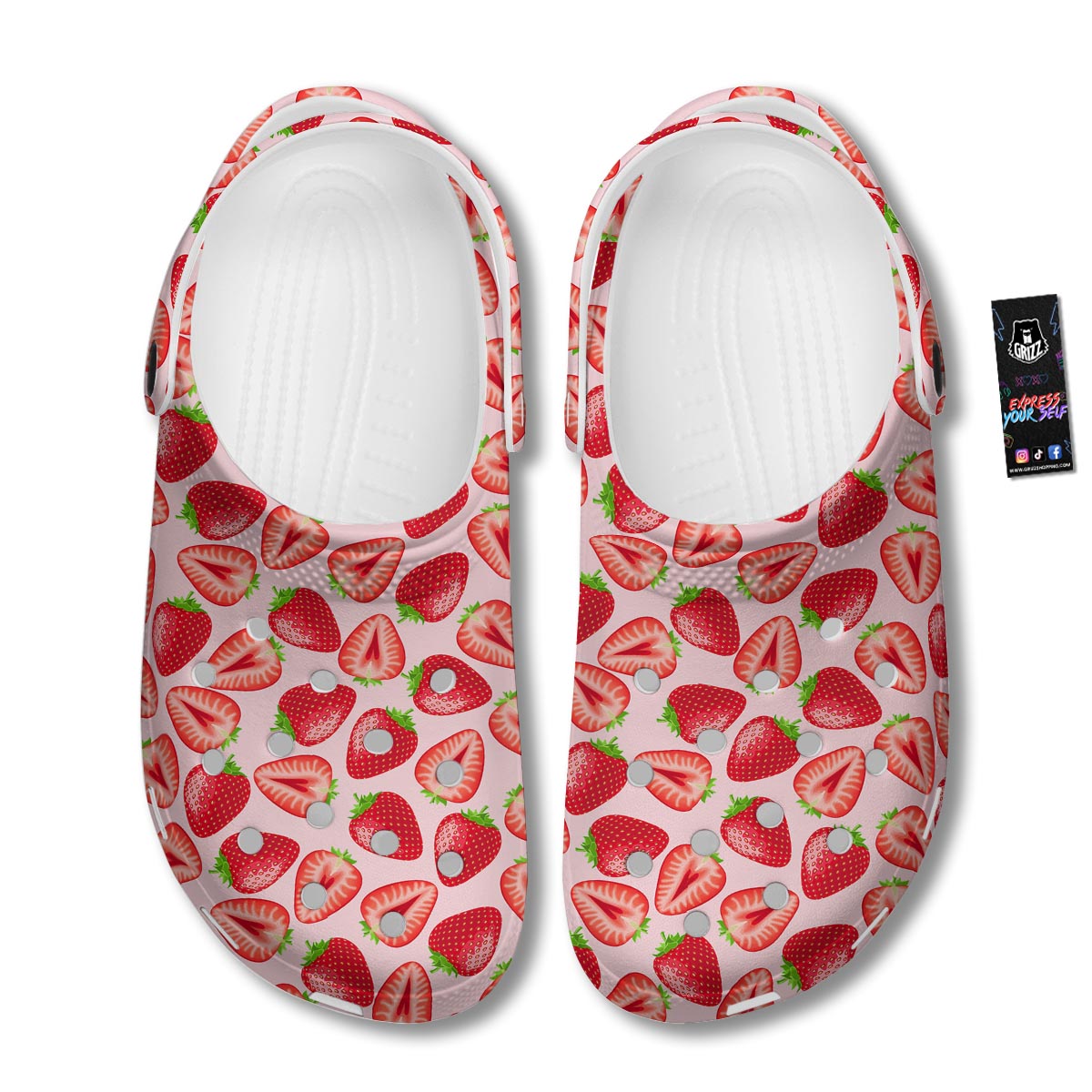 Fruit Strawberry Print Pattern Clog-grizzshop