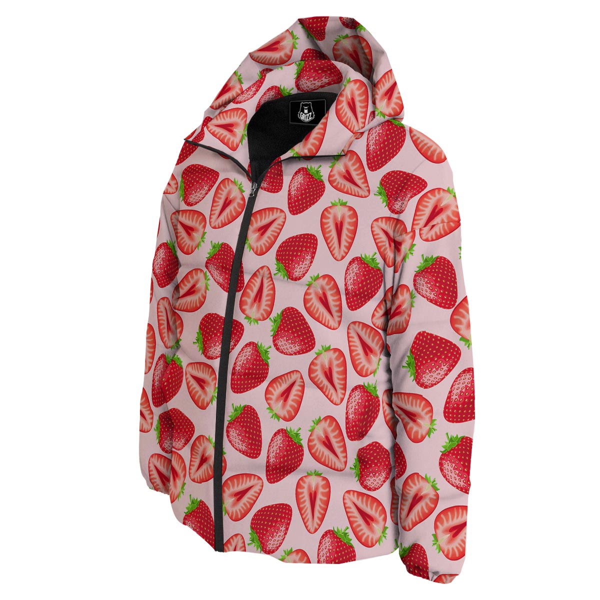 Fruit Strawberry Print Pattern Down Jacket-grizzshop
