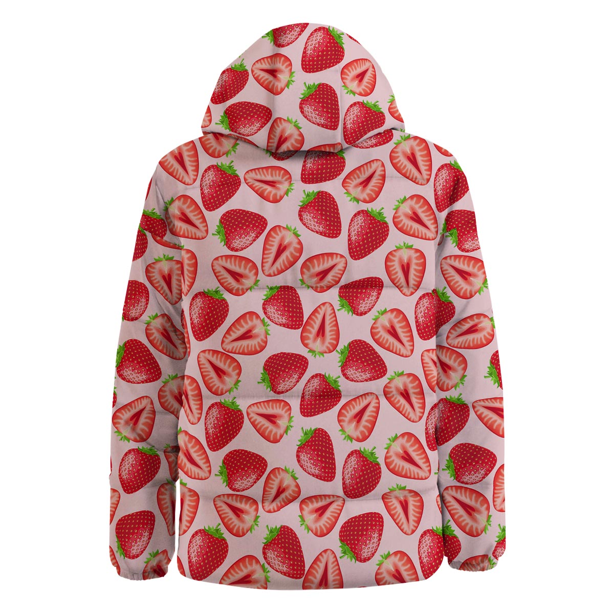 Fruit Strawberry Print Pattern Down Jacket-grizzshop