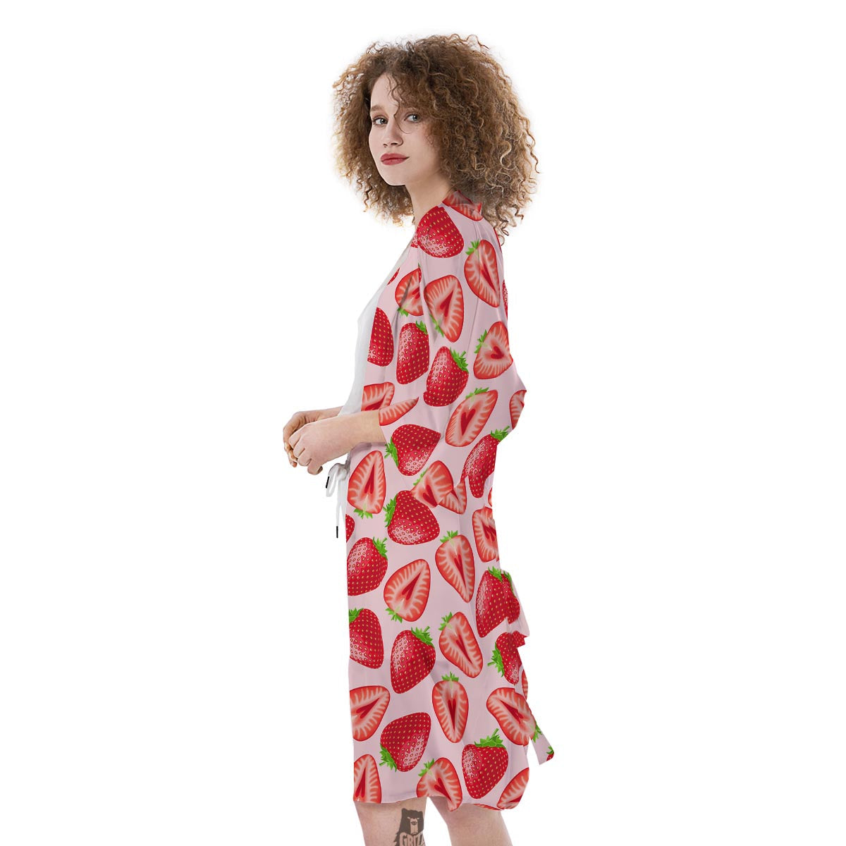 Fruit Strawberry Print Pattern Kimono-grizzshop
