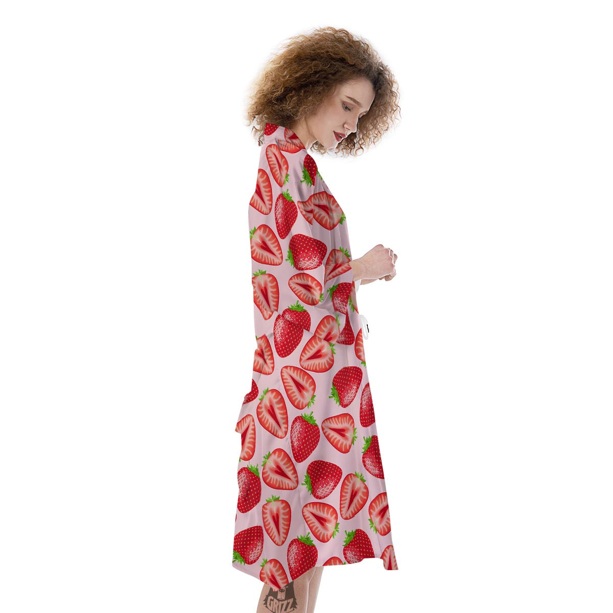 Fruit Strawberry Print Pattern Kimono-grizzshop