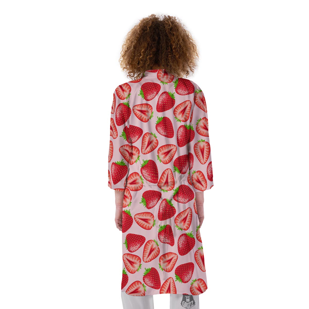 Fruit Strawberry Print Pattern Kimono-grizzshop