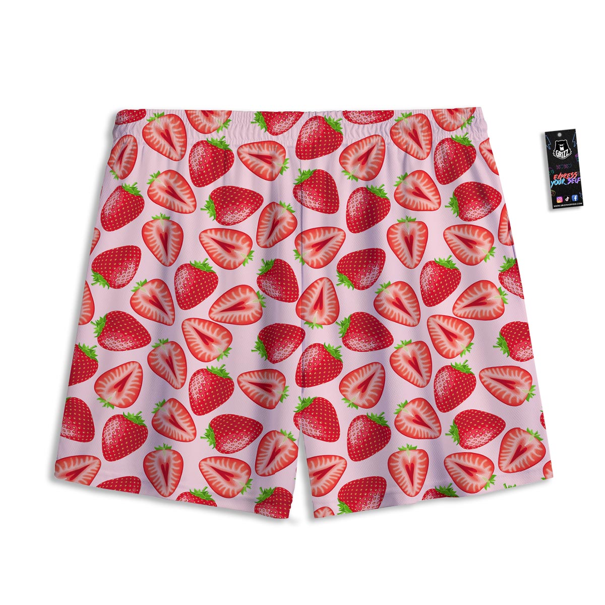 Fruit Strawberry Print Pattern Mesh Shorts-grizzshop