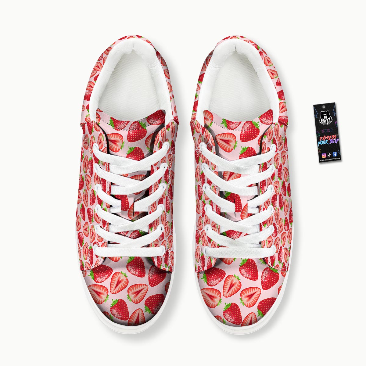 Fruit Strawberry Print Pattern Platform Shoes-grizzshop