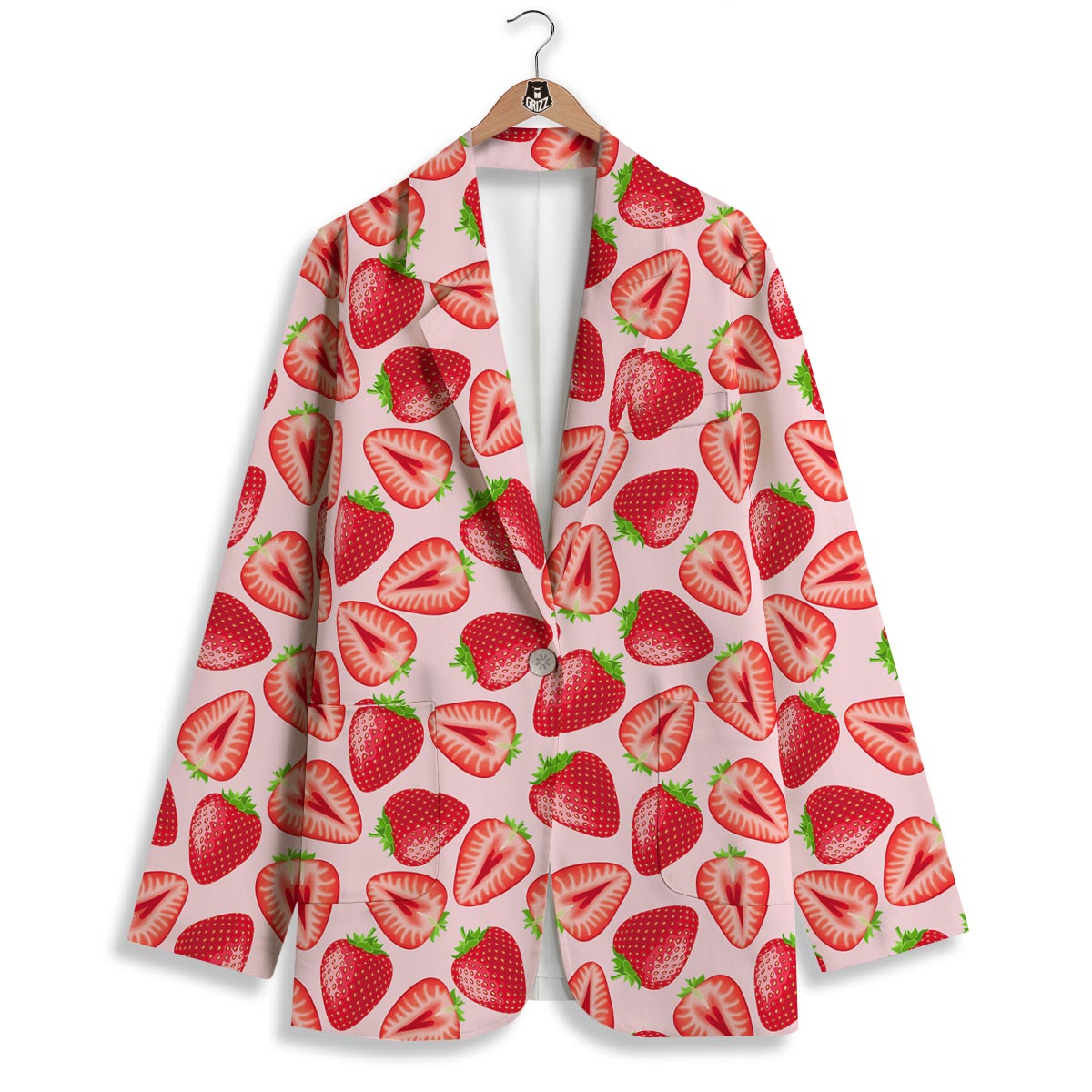 Fruit Strawberry Print Pattern Women's Blazer-grizzshop