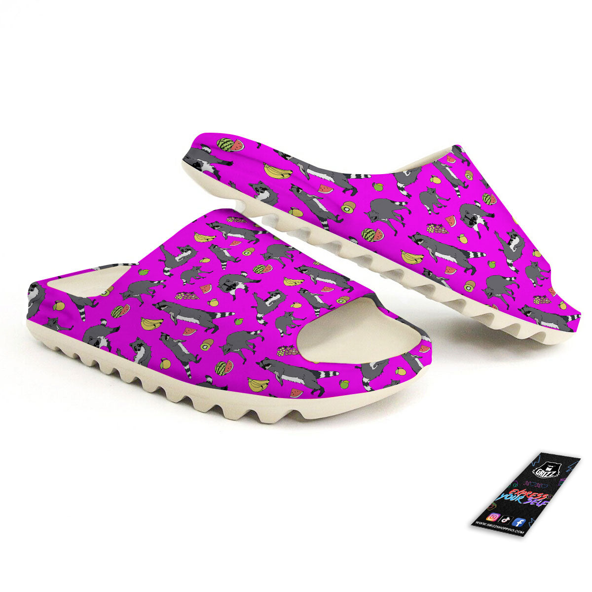 Fruit And Raccoon Print Pattern Sandals-grizzshop