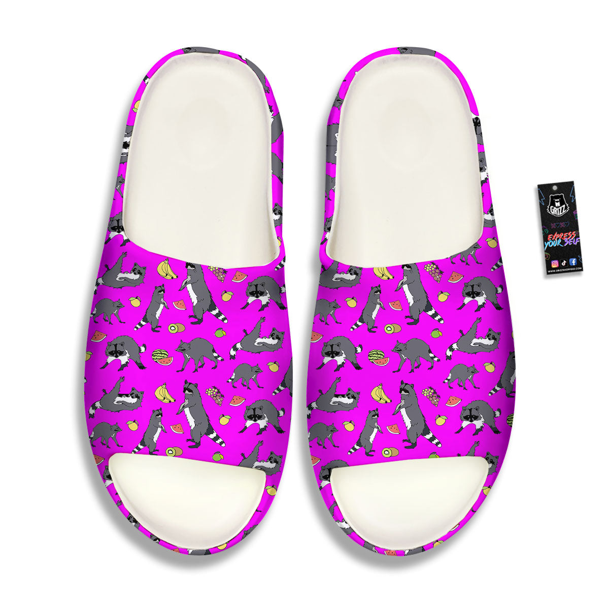 Fruit And Raccoon Print Pattern Sandals-grizzshop