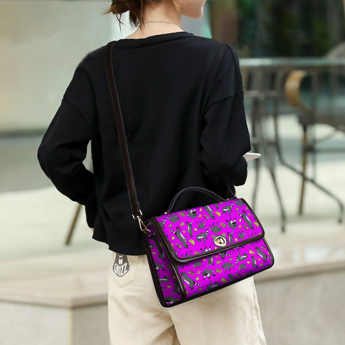 Fruit And Raccoon Print Pattern Women's Satchel Bag